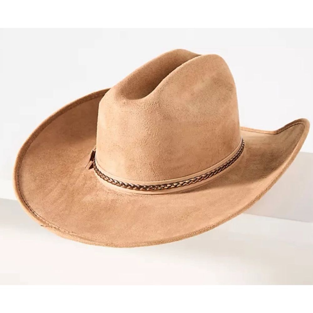 ASN for Anthropology Hats Nomad Cowboy Braided Belt Rancher Hat in Beige/ NWT